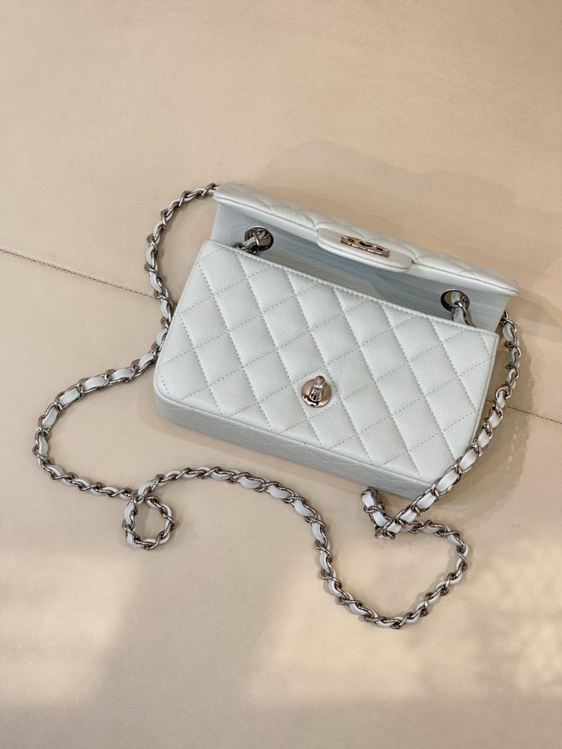Small Chanel Grained Calfskin Flap Bag Blue Silver A01116