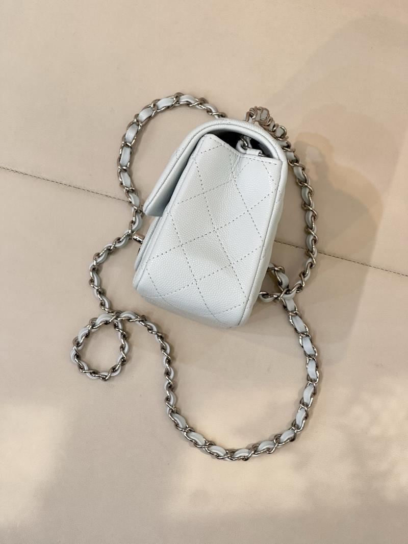 Small Chanel Grained Calfskin Flap Bag Blue Silver A01116