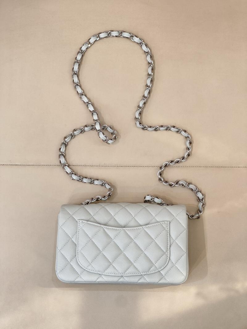 Small Chanel Grained Calfskin Flap Bag Blue Silver A01116