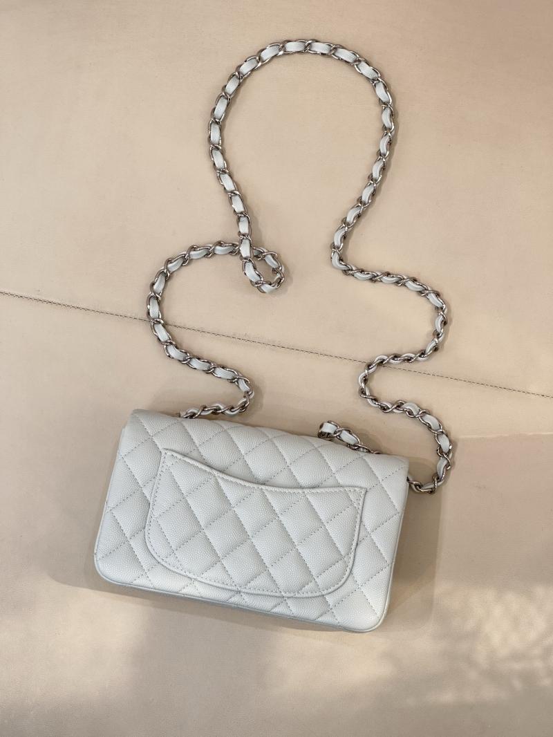 Small Chanel Grained Calfskin Flap Bag Blue Silver A01116