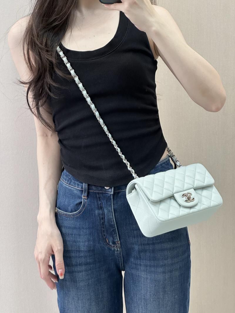 Small Chanel Grained Calfskin Flap Bag Blue Silver A01116