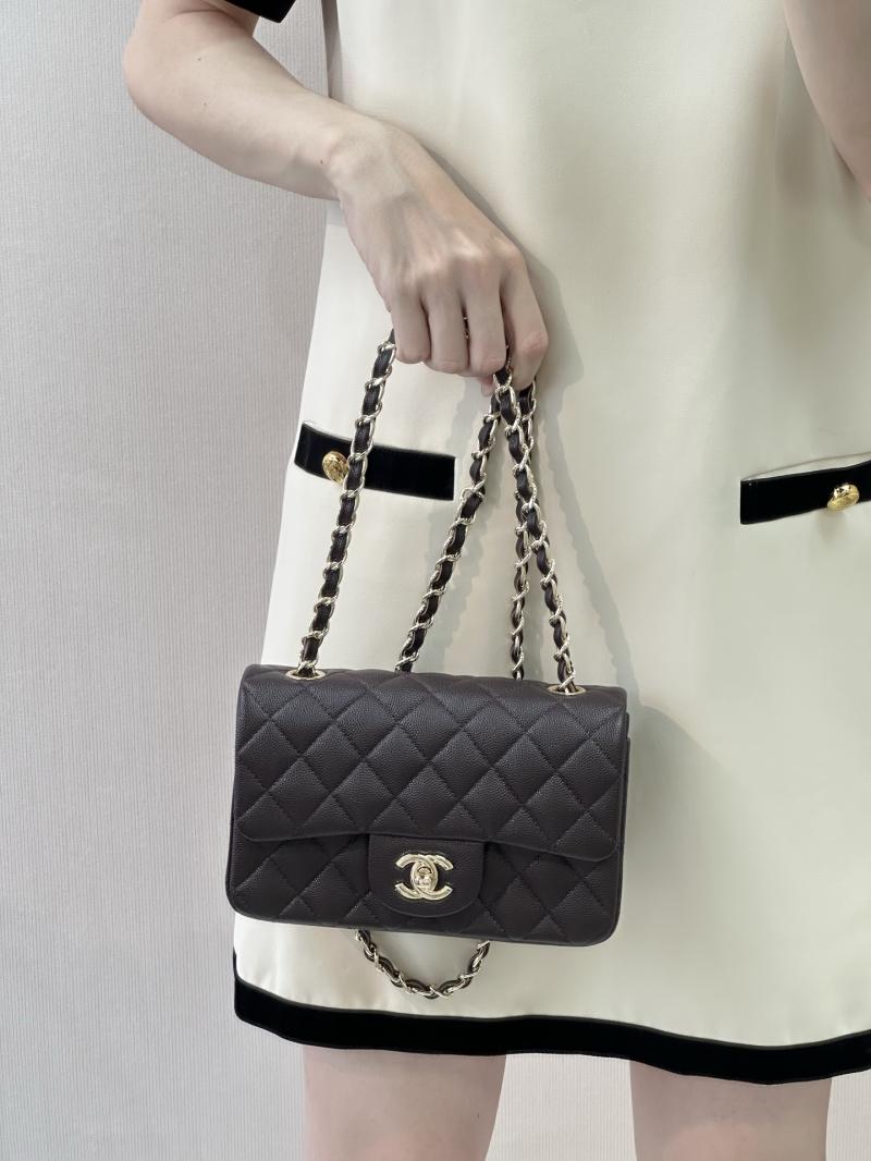 Small Chanel Grained Calfskin Flap Bag Coffee A01116