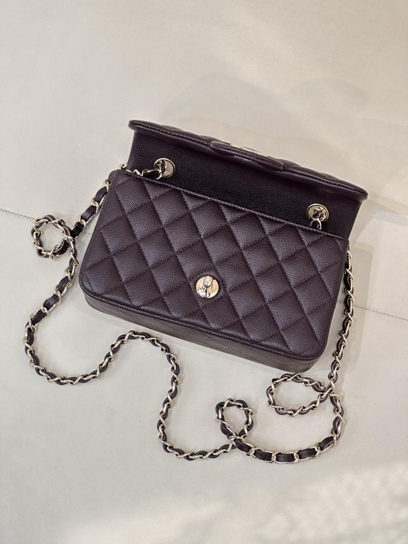 Small Chanel Grained Calfskin Flap Bag Coffee A01116