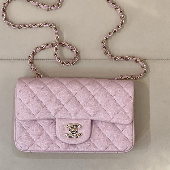 Small Chanel Grained Calfskin Flap Bag Pink A01116