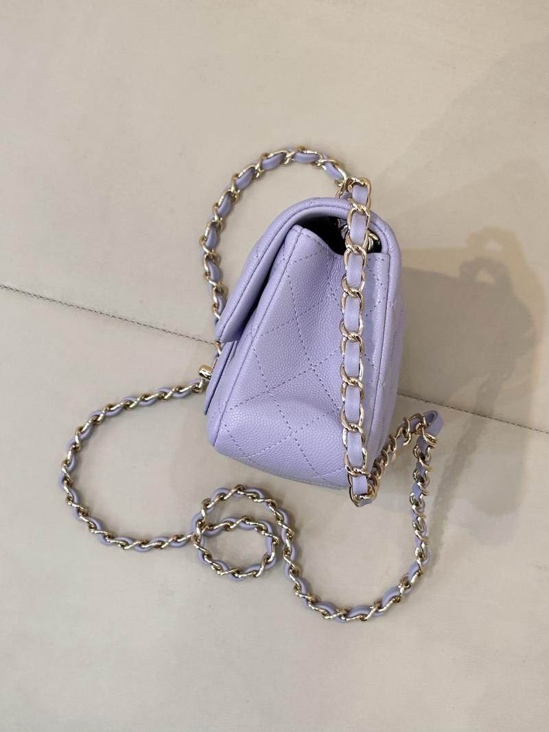 Small Chanel Grained Calfskin Flap Bag Purple A01116