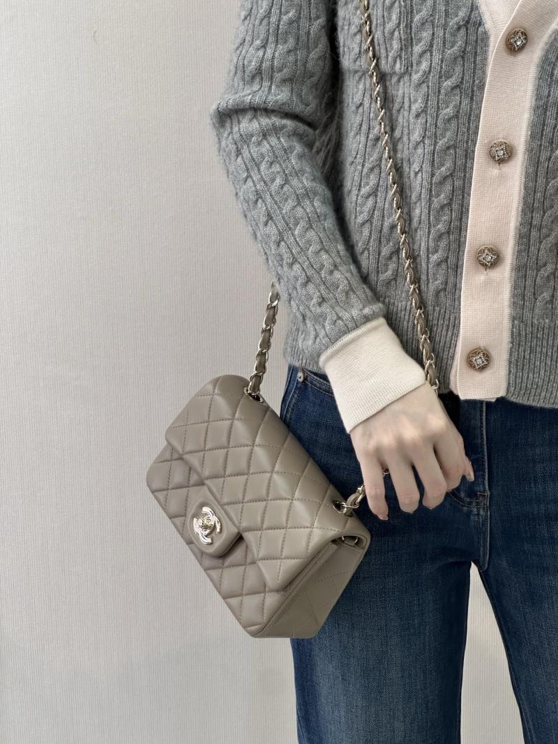 Small Chanel Lambskin Flap Bag Storm Gray A01116