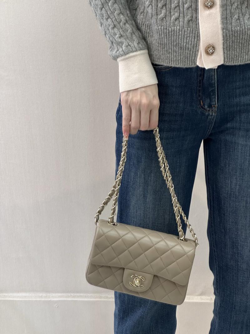 Small Chanel Lambskin Flap Bag Storm Gray A01116