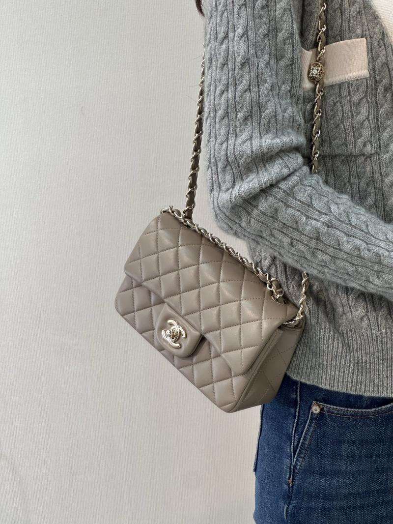 Small Chanel Lambskin Flap Bag Storm Gray A01116
