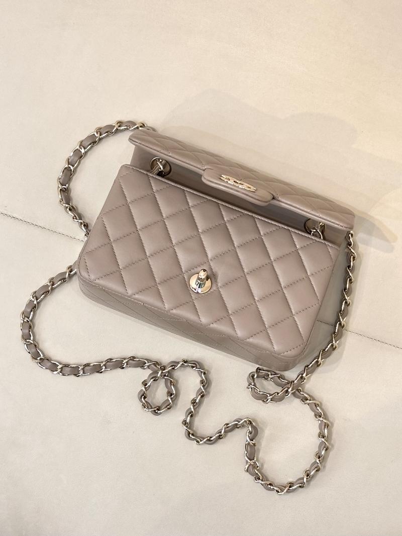 Small Chanel Lambskin Flap Bag Storm Gray A01116