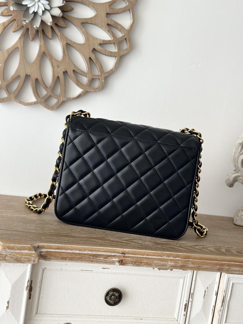 Vintage Chanel Lambskin Flap Bag Black A2218