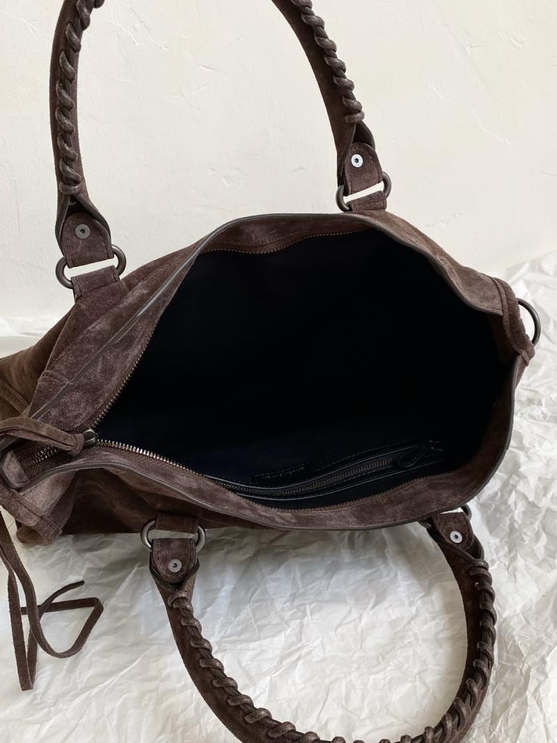Balenciaga Le City Medium Suede Bag Dark Brown 823058