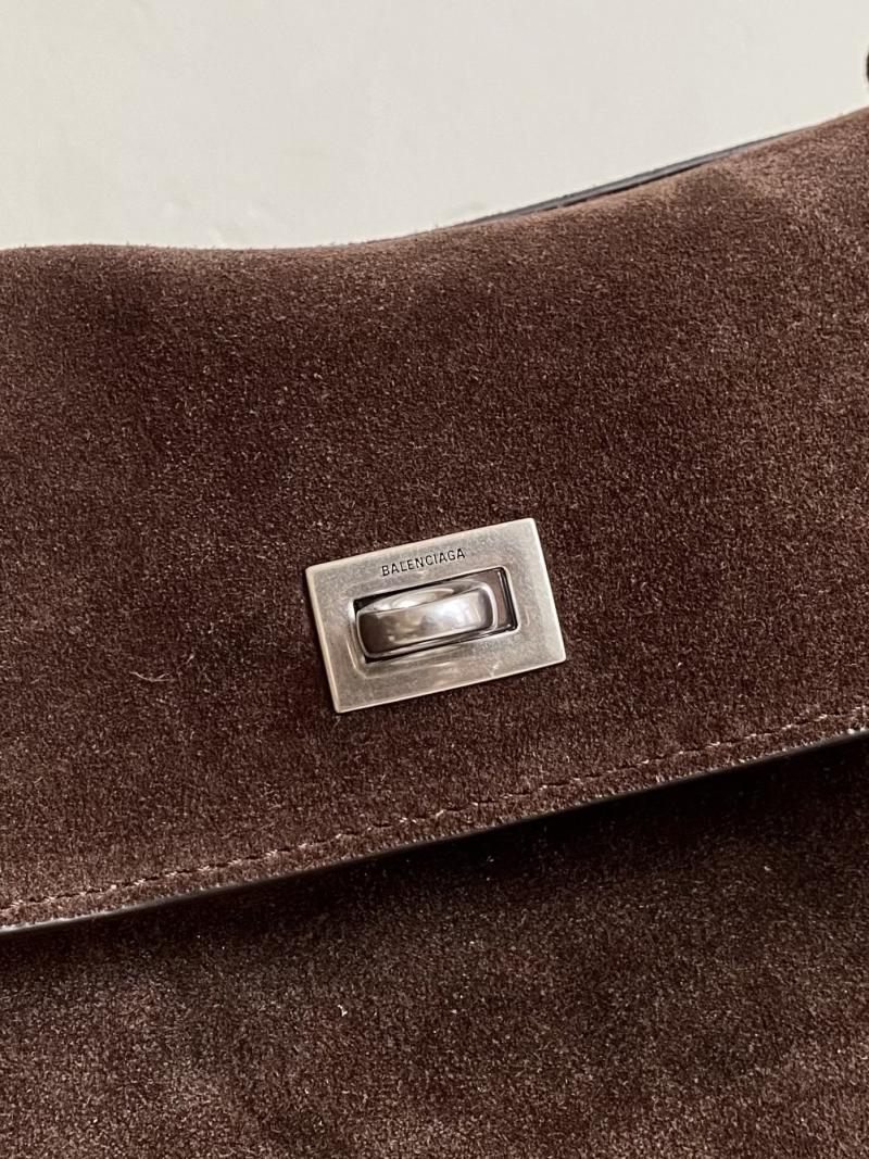 Balenciaga Rodeo Suede Medium Handbag Dark Brown B789772