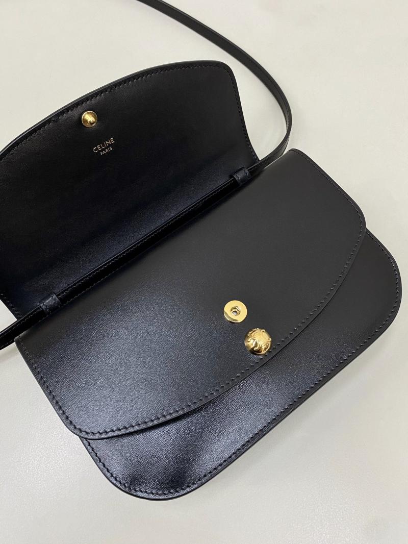 Celine Duo Wallet On Strap Black C35501