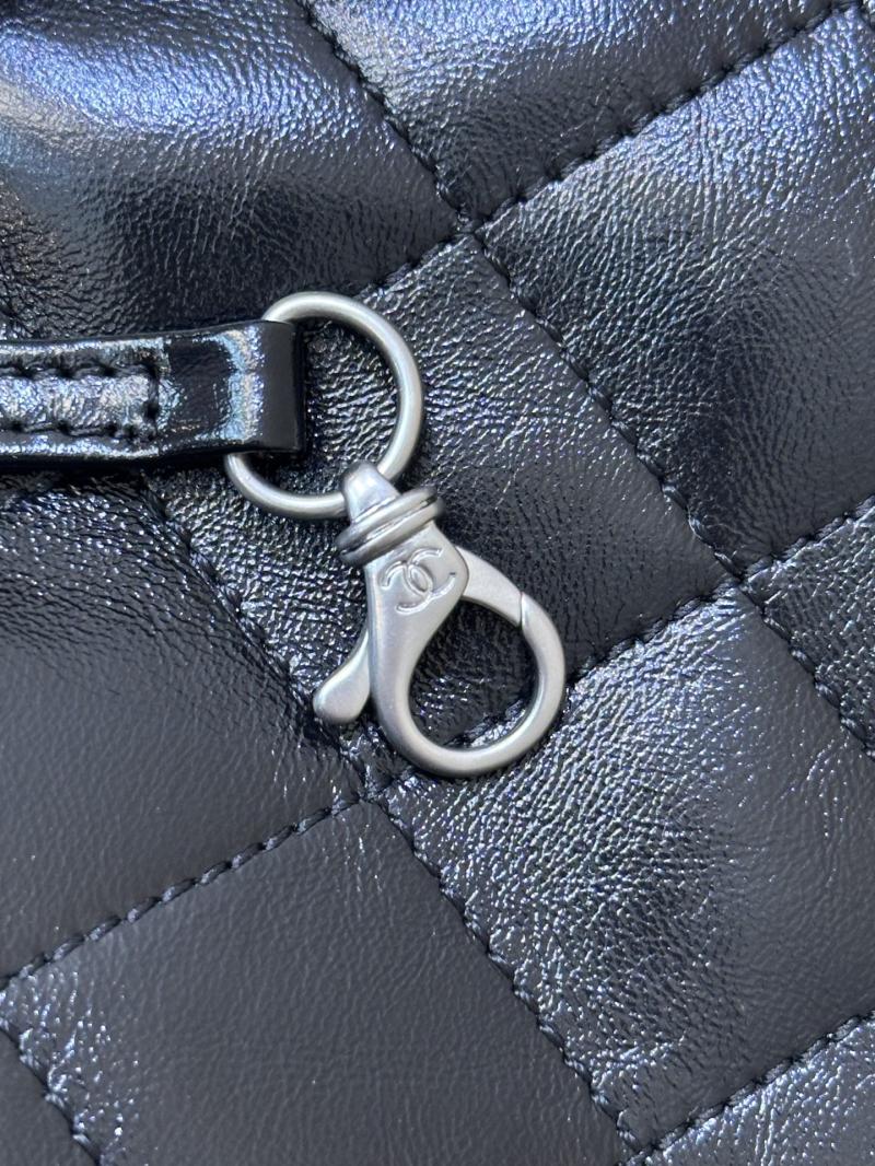 Chanel 25 Medium Shiny Calfskin Handbag Black AS5311