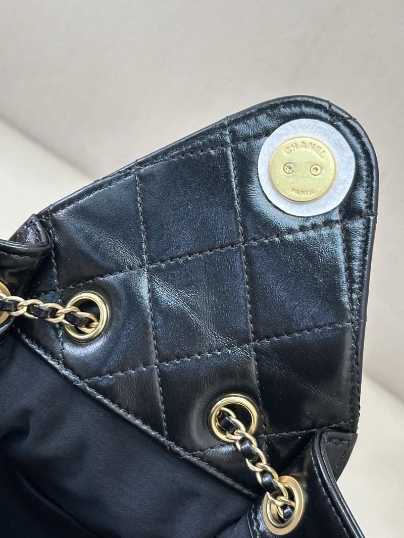 Chanel 25 Medium Shiny Calfskin Handbag Black AS5311