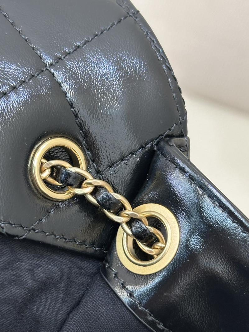 Chanel 25 Medium Shiny Calfskin Handbag Black AS5311
