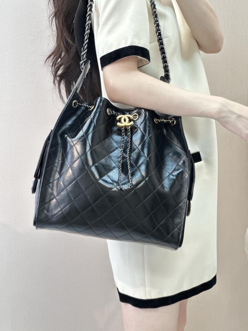 Chanel 25 Medium Shiny Calfskin Handbag Black AS5311