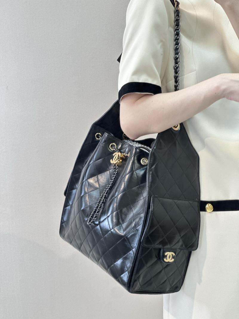 Chanel 25 Medium Shiny Calfskin Handbag Black AS5311