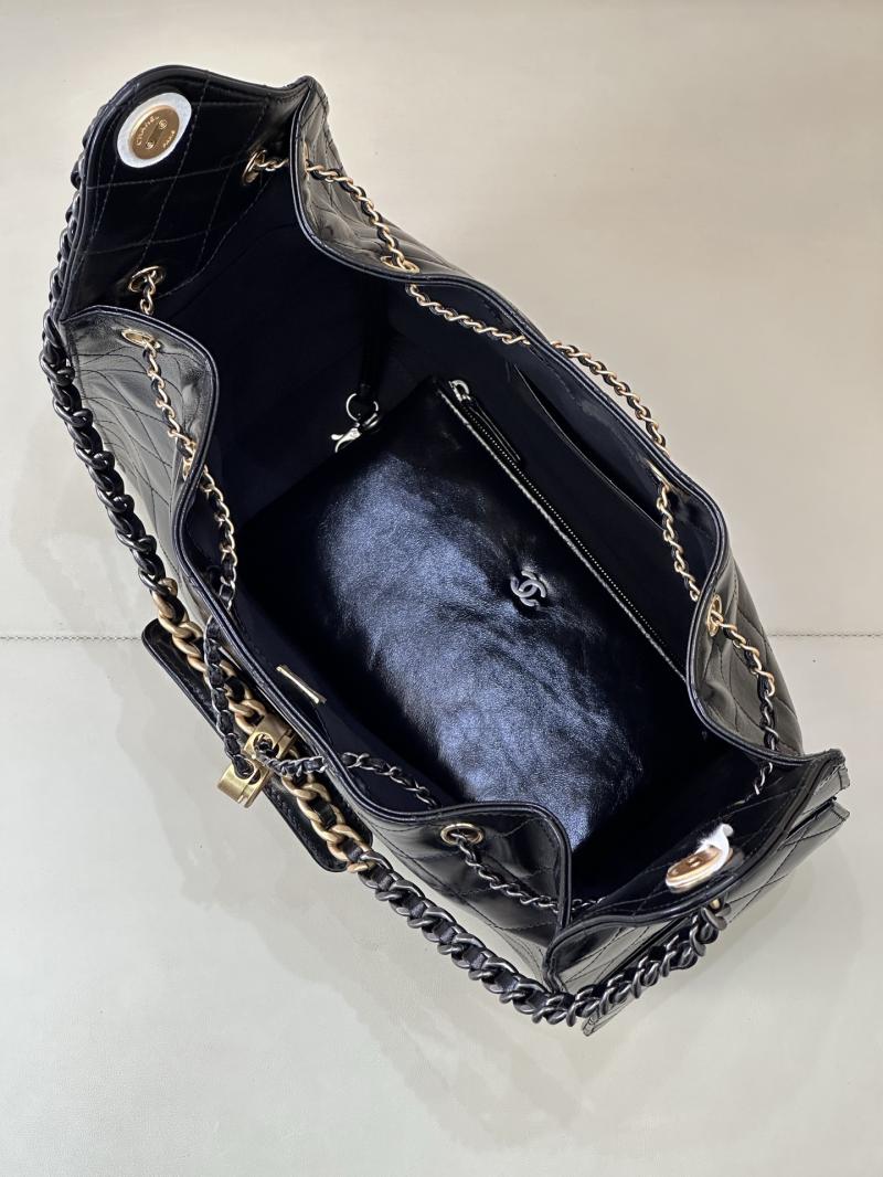 Chanel 25 Medium Shiny Calfskin Handbag Black AS5311