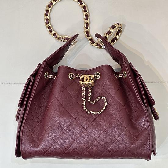 Chanel 25 Small Handbag Burgundy AS5293