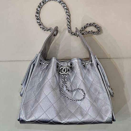 Chanel 25 Small Handbag Silver AS5293