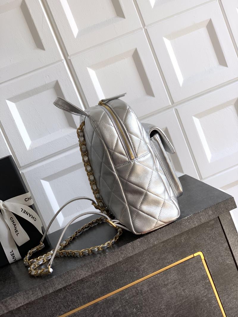 Chanel Backpack Silver AS5793