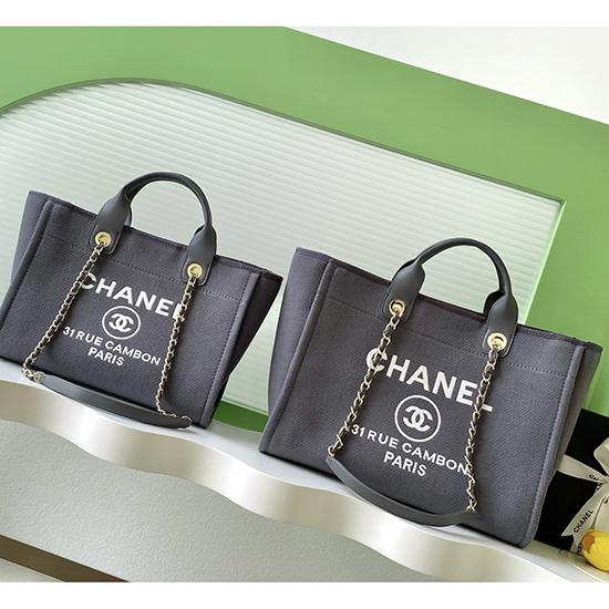 Chanel Canvas Shopping Bag Grey A66941