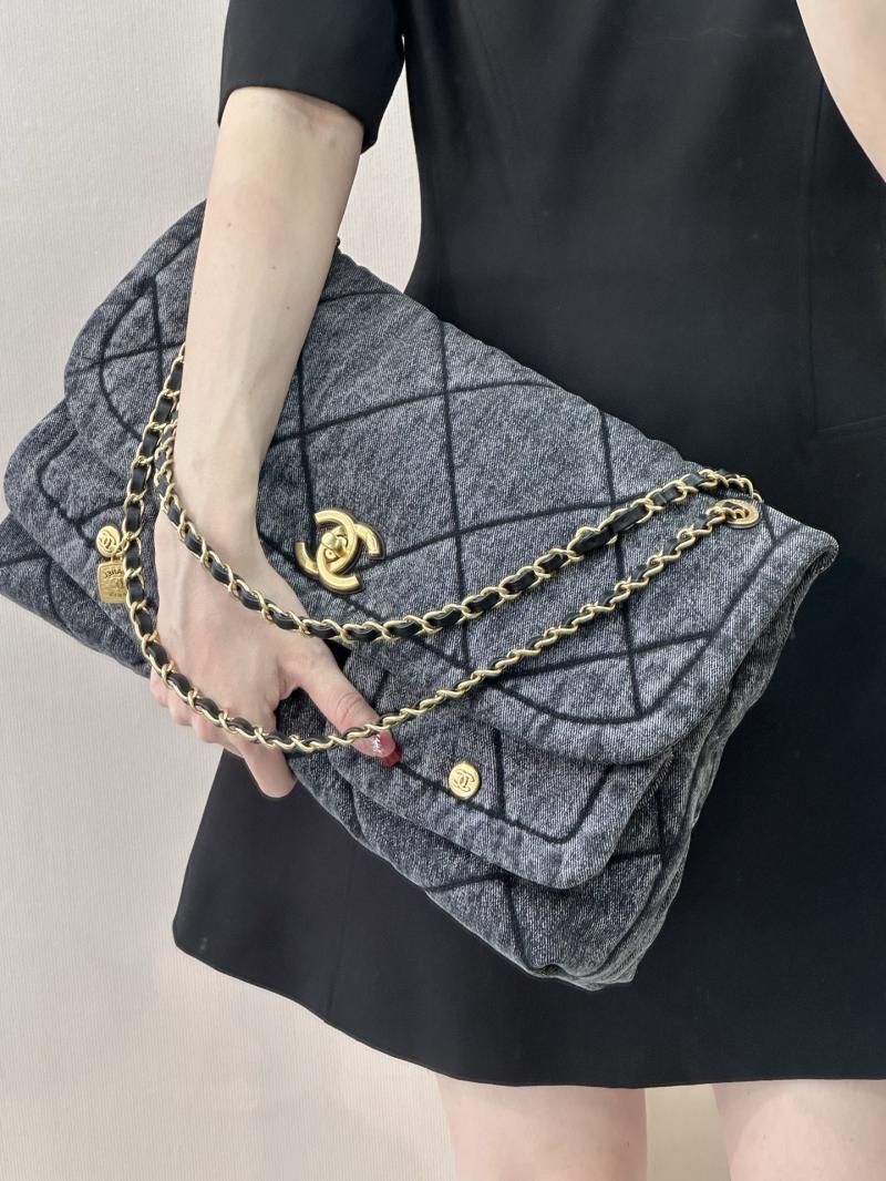Chanel Denim Maxi Flap Bag Black AS5727