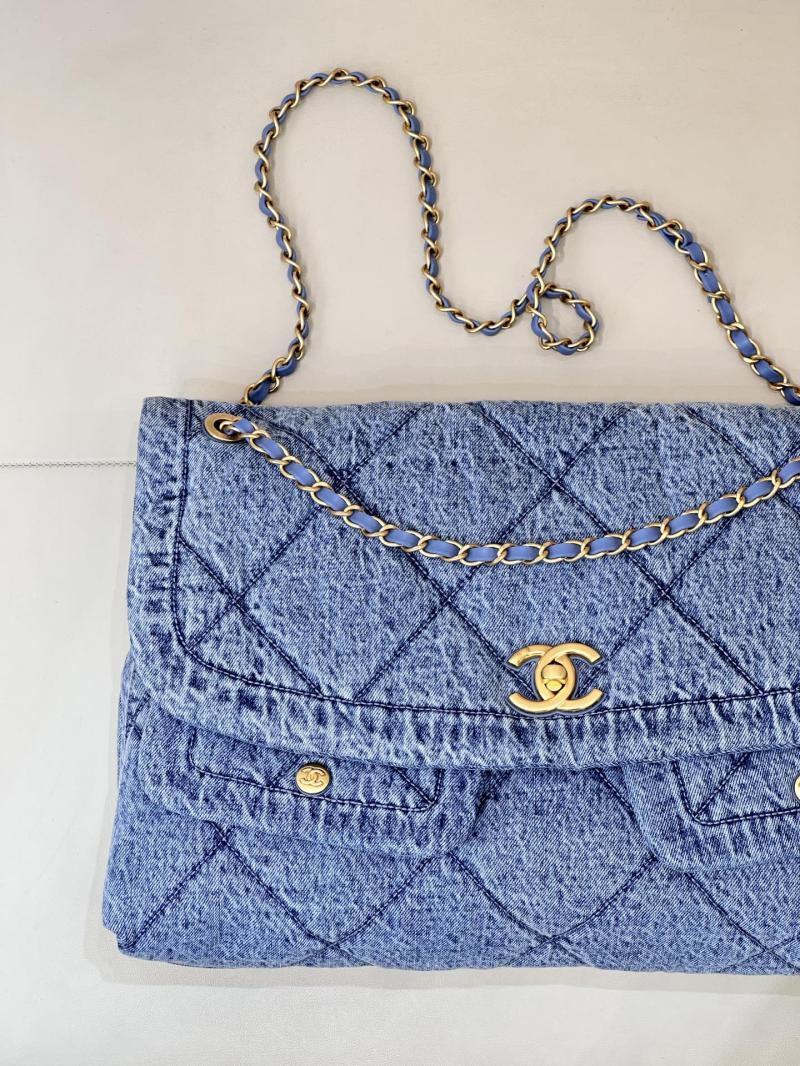 Chanel Denim Maxi Flap Bag Blue AS5727
