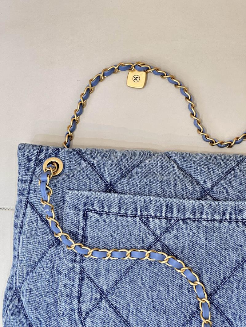 Chanel Denim Maxi Flap Bag Blue AS5727