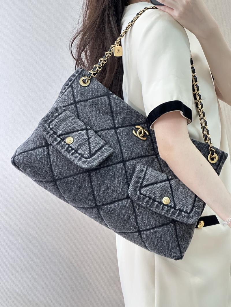 Chanel Denim Shopping Bag Black AS5740