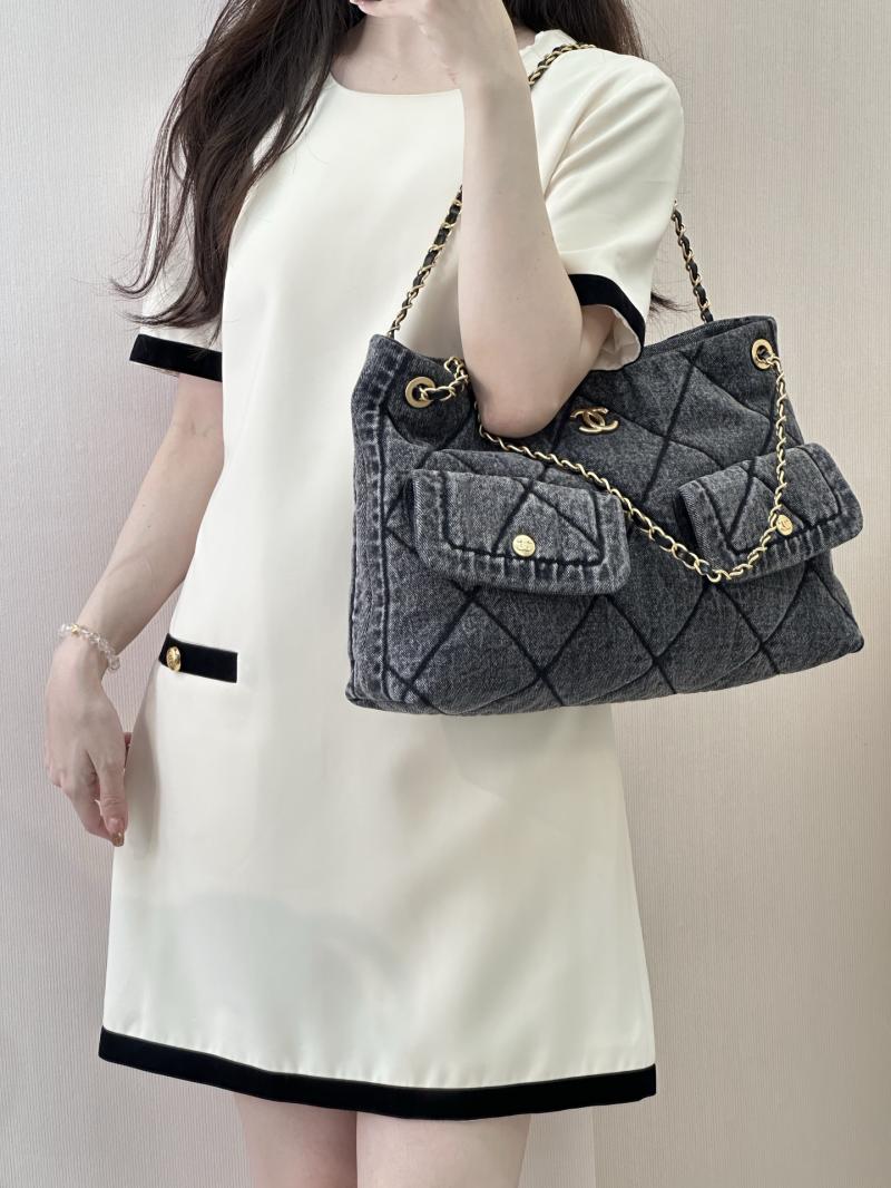 Chanel Denim Shopping Bag Black AS5740