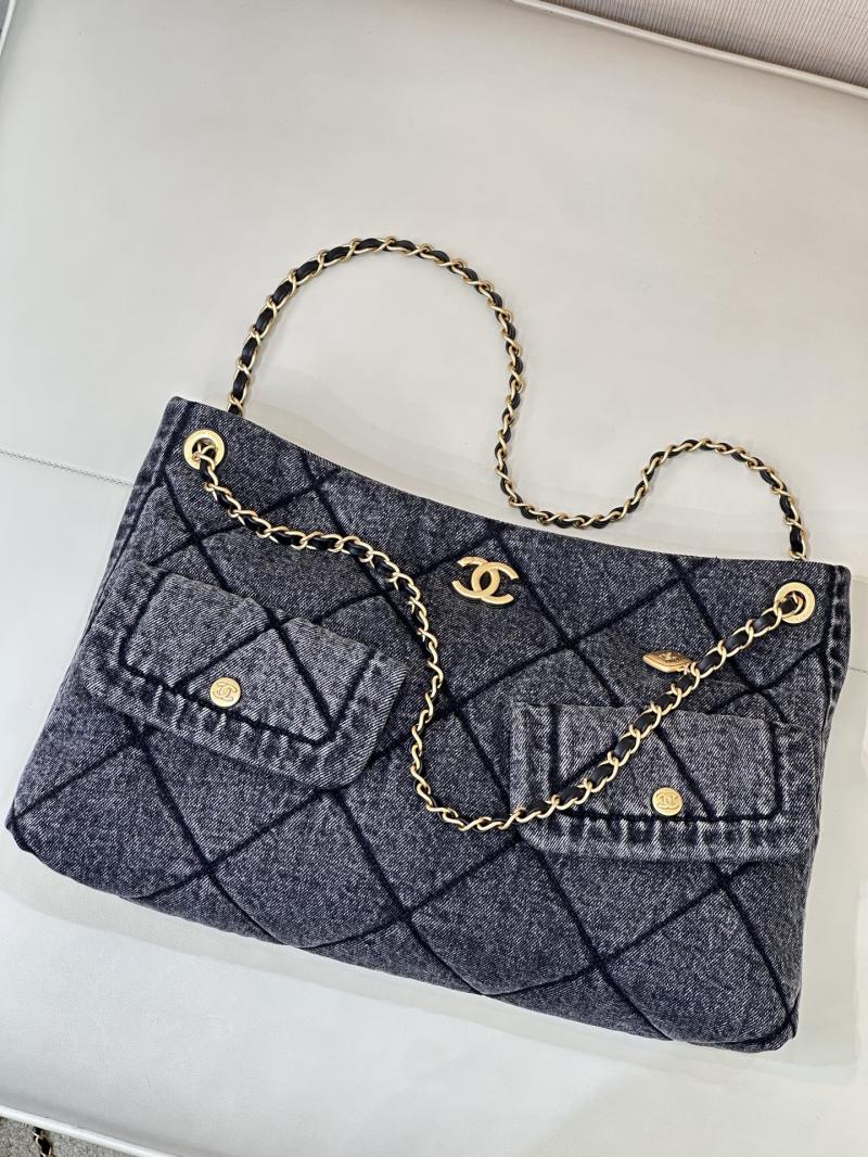 Chanel Denim Shopping Bag Black AS5740