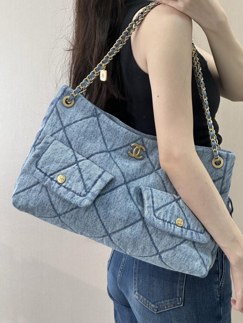Chanel Denim Shopping Bag Blue AS5740