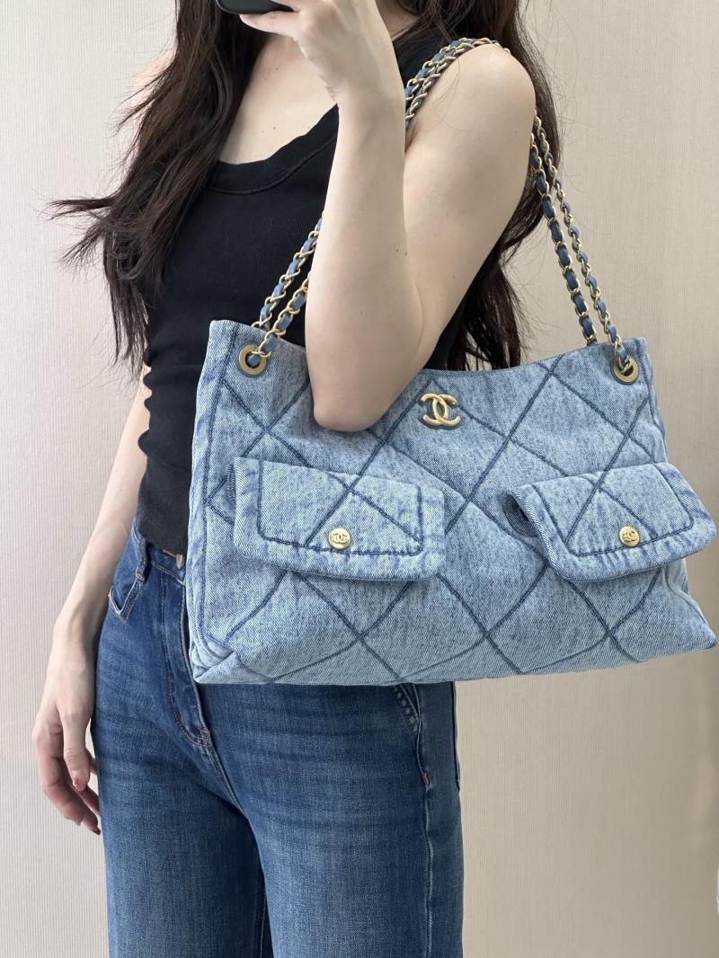 Chanel Denim Shopping Bag Blue AS5740