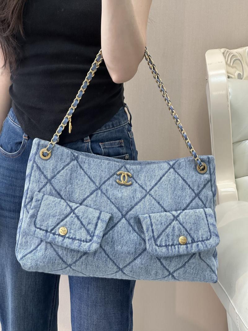 Chanel Denim Shopping Bag Blue AS5740