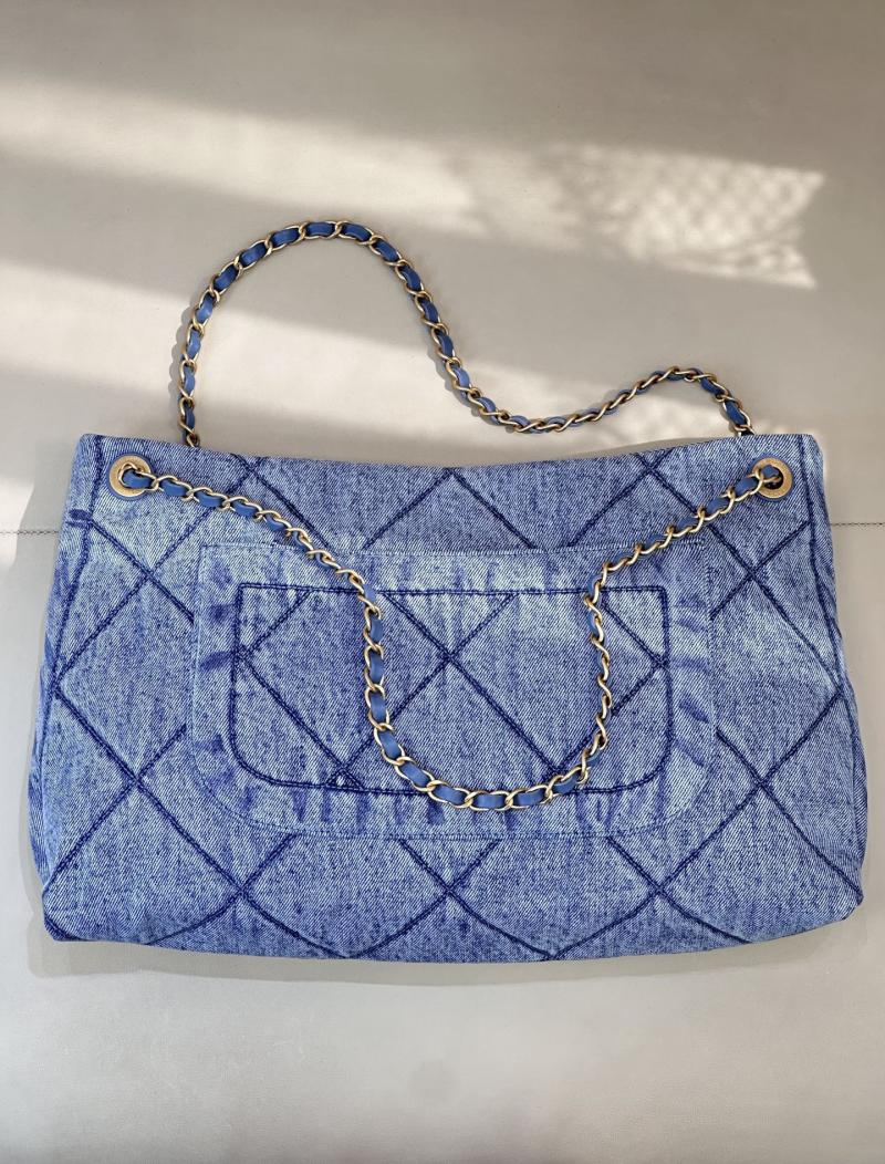 Chanel Denim Shopping Bag Blue AS5740