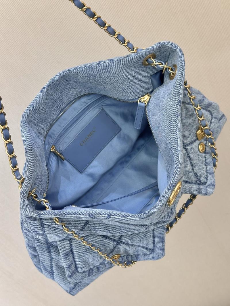 Chanel Denim Shopping Bag Blue AS5740