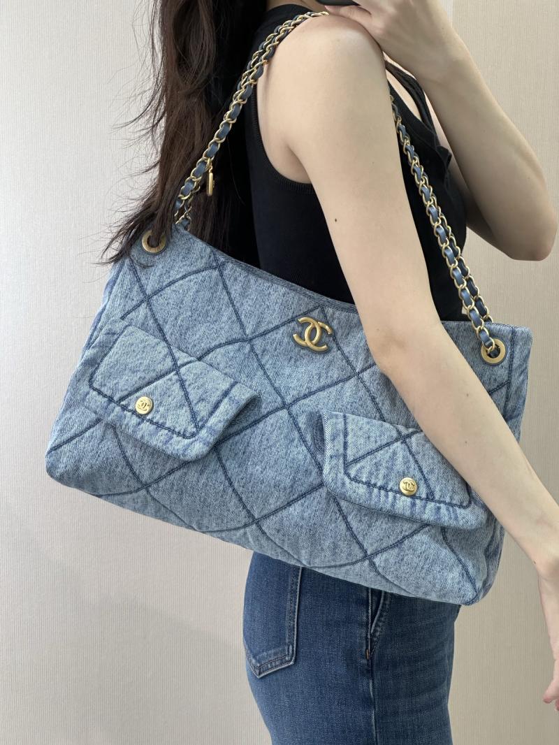 Chanel Denim Shopping Bag Blue AS5740