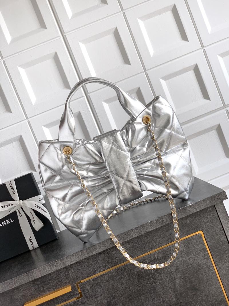 Chanel Lambskin Bow bag Silver AS5851