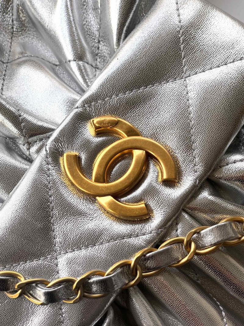 Chanel Lambskin Bow bag Silver AS5851