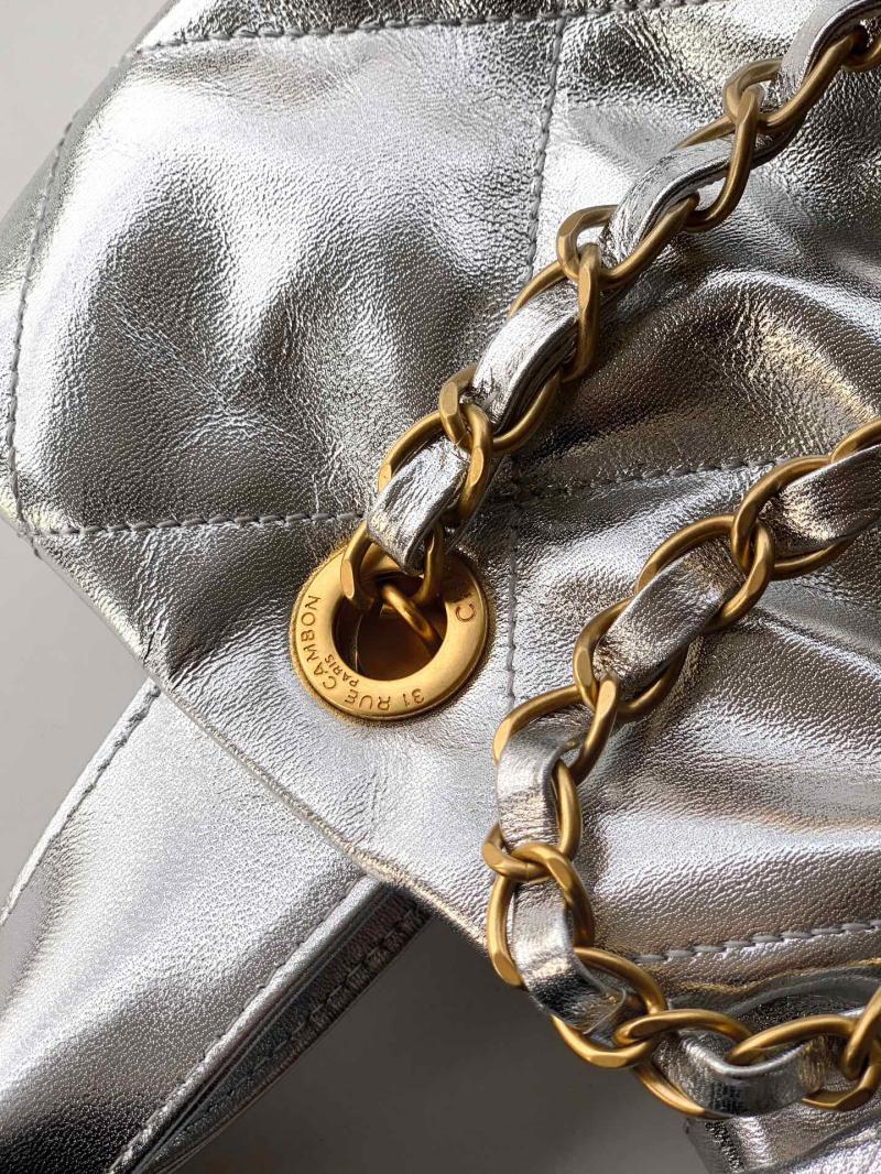 Chanel Lambskin Bow bag Silver AS5851