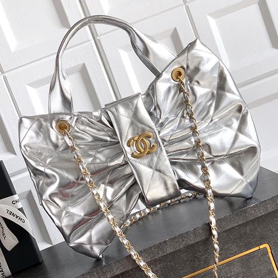 Chanel Lambskin Bow bag Silver AS5851  Chanel Lambskin Bow bag Silver AS5851