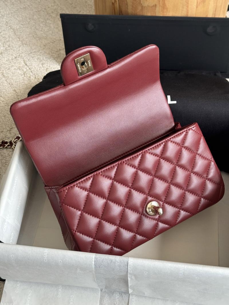 Chanel Lambskin Mini Flap Bag Burgundy AS2431
