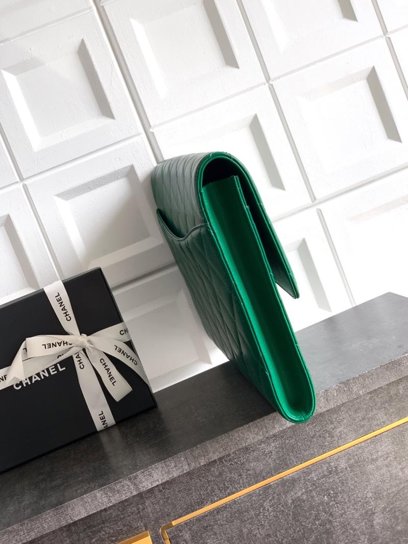 Chanel Large Clutch Green AS2511