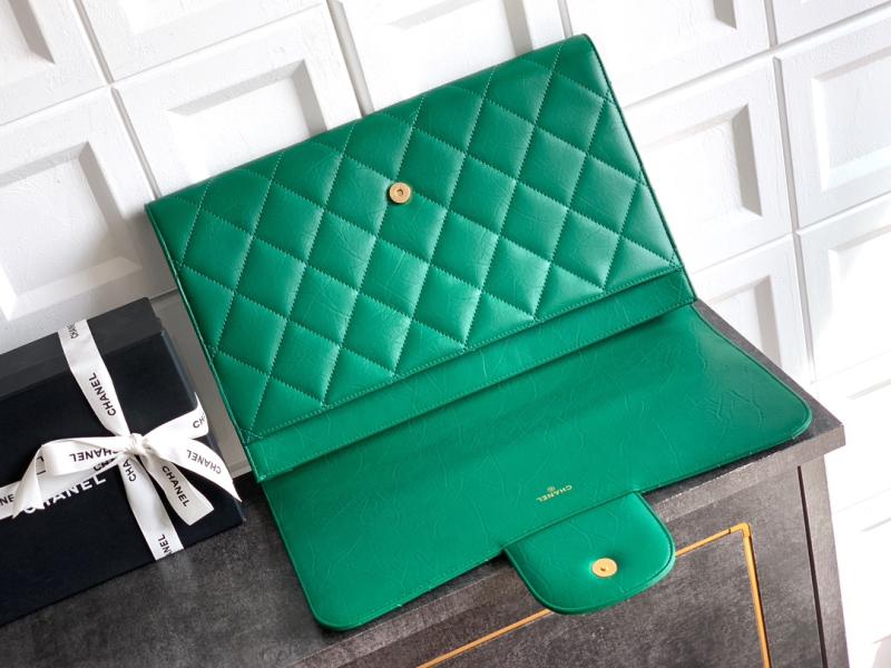 Chanel Large Clutch Green AS2511