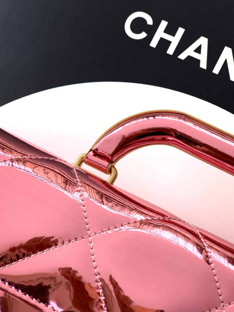 Chanel Large Flap Bag With Top Handle Pink AS5807