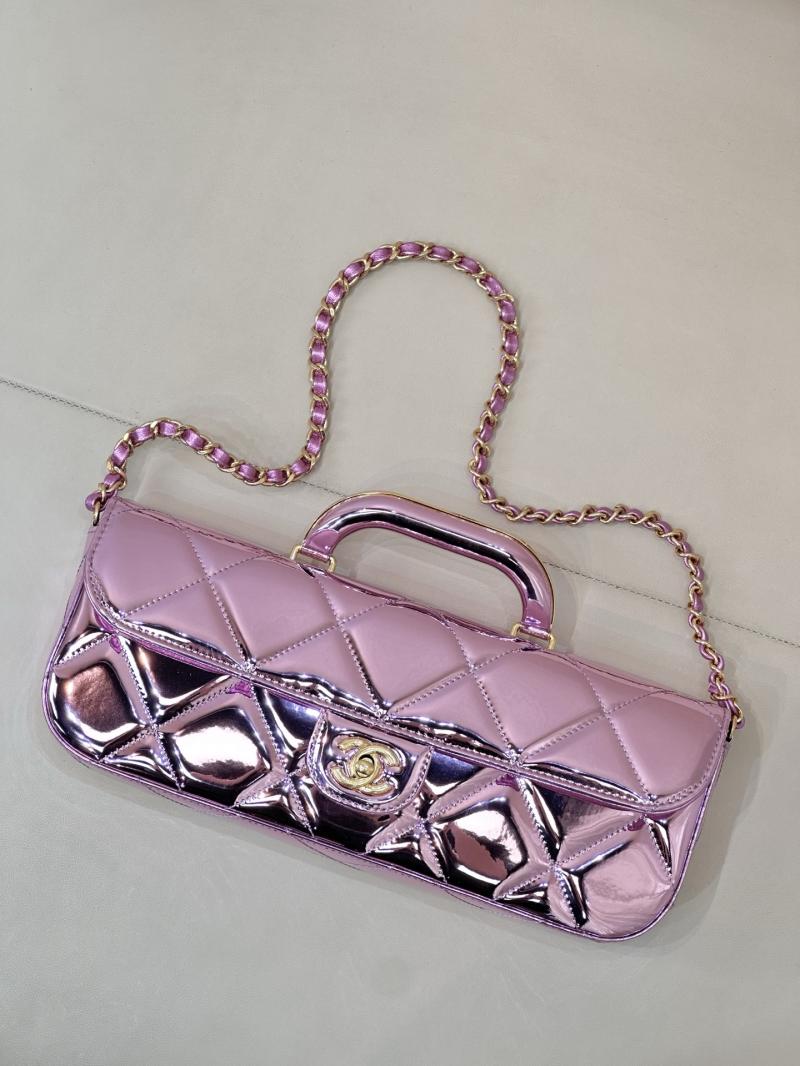 Chanel Large Flap Bag With Top Handle Purple AS5807