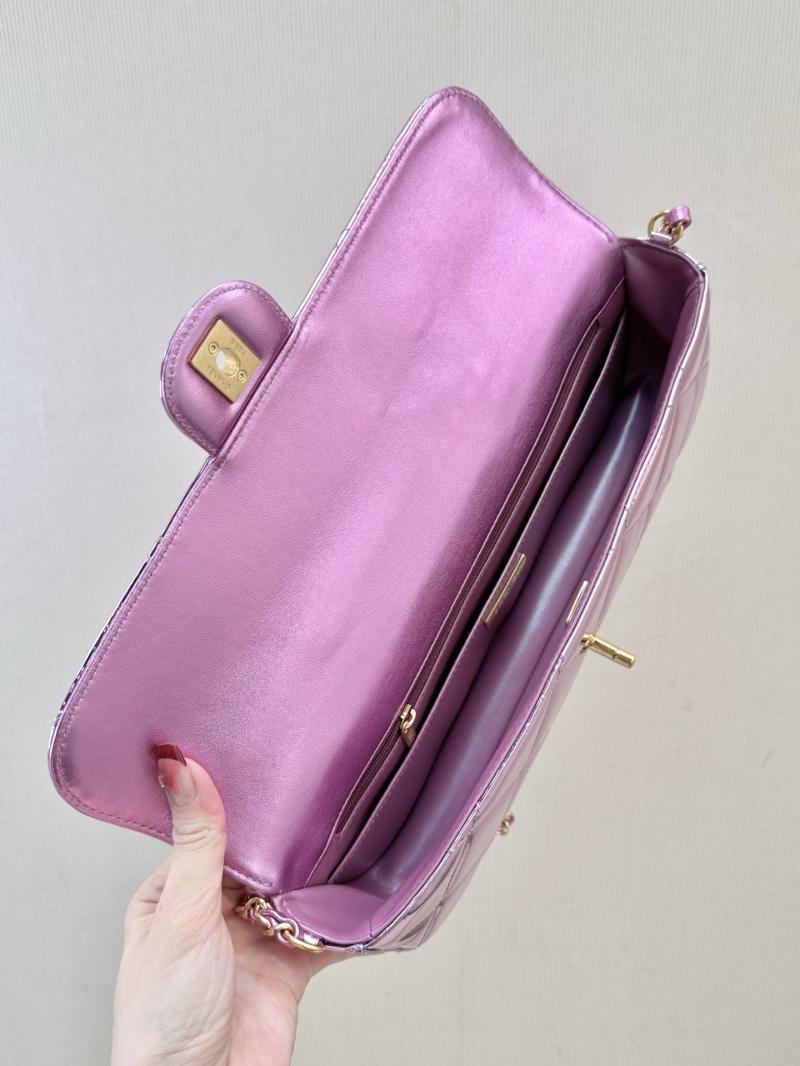Chanel Large Flap Bag With Top Handle Purple AS5807