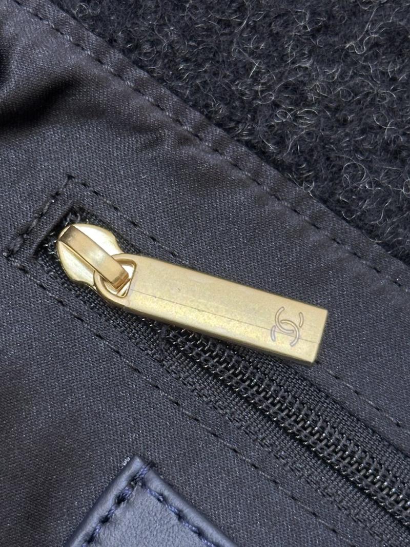 Chanel Large Wool Flap Bag Black AS5850